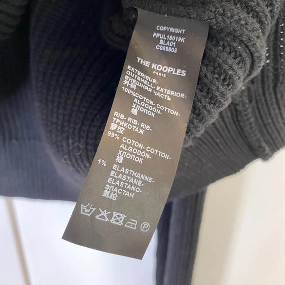 The Kooples Chain Embellished Cropped Cotton Sweater Jumper Black Size 3 - Picture 7 of 14